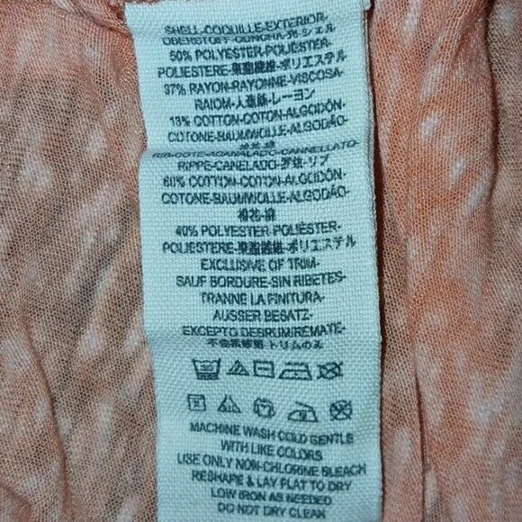 Free People Pearls Raw Edge Orange V-Neck Burnout T-shirt - Picture 6 of 6